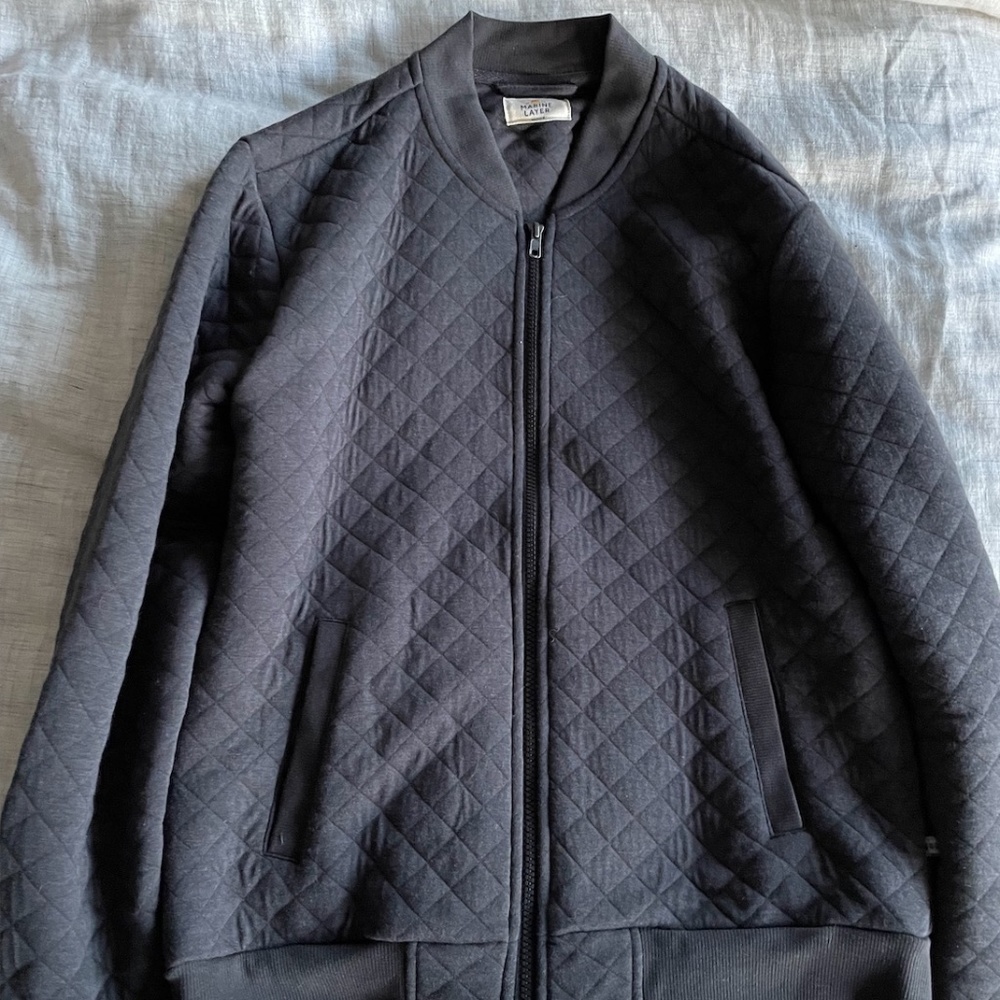 Men's Marine Layer Quilted BomberJacket, Medium, Charcoal Heather